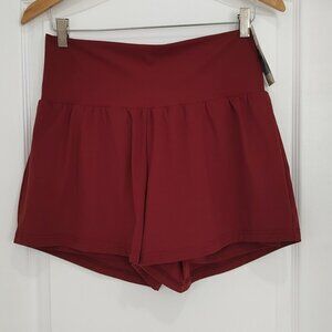 New Halara Super High Waisted Pocket & Pocket 2-in-1 Yoga Shorts Burgundy XL
